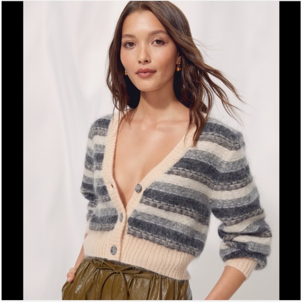 Wilfred Gray and Cream Striped Cardigan